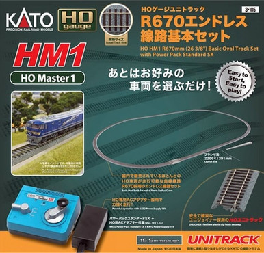 KATO HOゲージ HM1基本オーバルトラックセット Kato UNITRACK HO HM1 Oval Track Set w/ Power Pack - BRS Hobbies