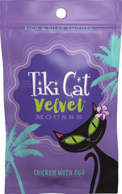 Tiki Cat Grain-Free Velvet Mousse Chicken With Egg Recipe Cat Food Pouch 2.8oz