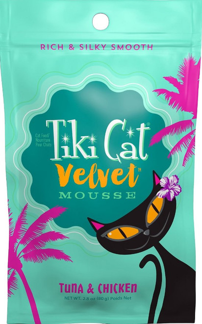 Tiki Cat Grain-Free Velvet Mousse Tuna & Chicken Recipe Cat Food Pouch 2.8oz