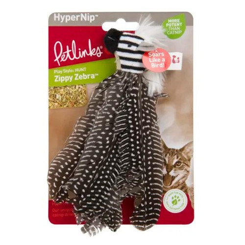 Petlinks HyperNip Zippy Zebra Feather Cat Toy