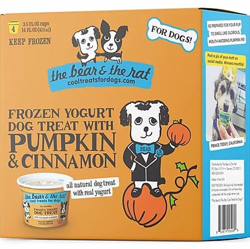 The Bear & The Rat Frozen Yogurt Dog Treat Pumpkin & Cinnamon 4 Pack