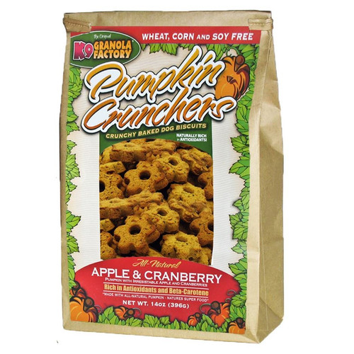 K9 Granola Factory Pumpkin Crunchers Dog Treats Apple & Cranberry Recipe 14oz