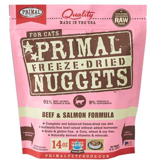 Primal Raw Freeze-Dried Beef & Salmon Formula Cat Food Nuggets