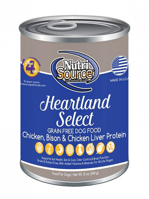 NutriSource Grain-Free Heartland Select Formula Canned Dog Food 13oz