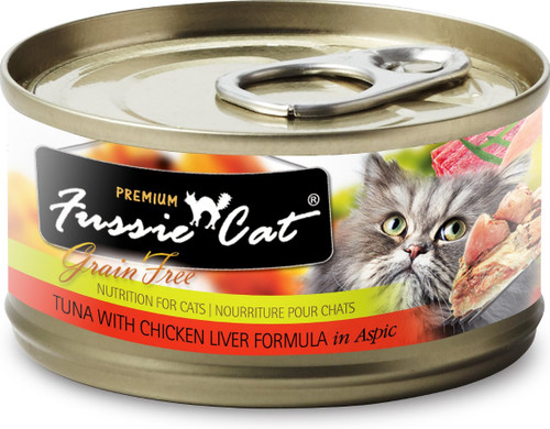 Fussie Cat Grain-Free Tuna With Chicken Liver in Aspic Canned Cat Food 2.8oz