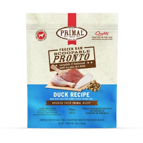 Primal Raw Frozen Pronto Canine Duck, Turkey & Fish Formula Dog Food Pellets 4lb