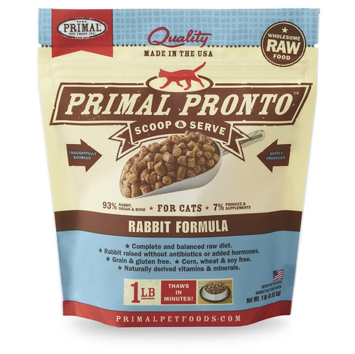 Primal Raw Frozen Feline Rabbit Formula Cat Food Nuggets 3lb