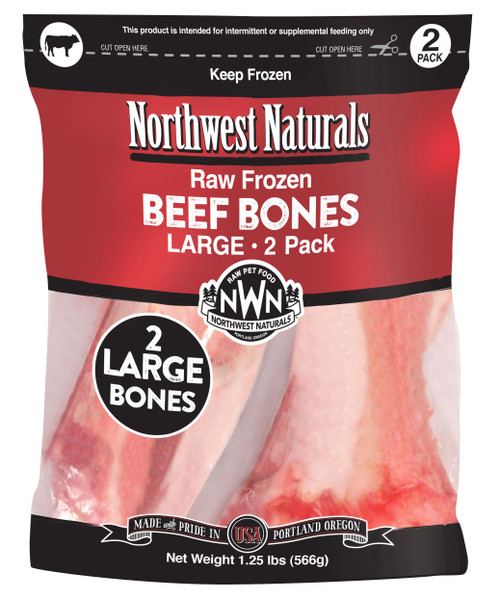 Northwest Naturals Raw Frozen Recreational Beef Bone Dog Treat Large 6-8 Inch, 2 Pack