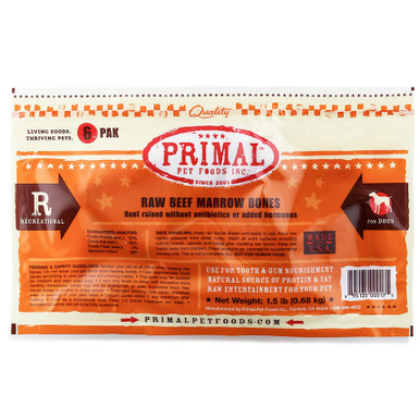 Primal Raw Frozen Recreational Beef Marrow Bone for Dogs Cats