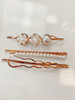 Beaded Gold Hair Clips White (Set of 3)