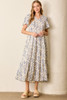 Chiffon Gauze Blue Floral Maxi Dress