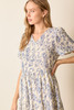 Chiffon Gauze Blue Floral Maxi Dress