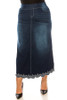 Davi Embroidered Hem Denim Maxi Skirt 