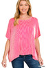 Ribbed Knit Dolman Top *Hot Pink*