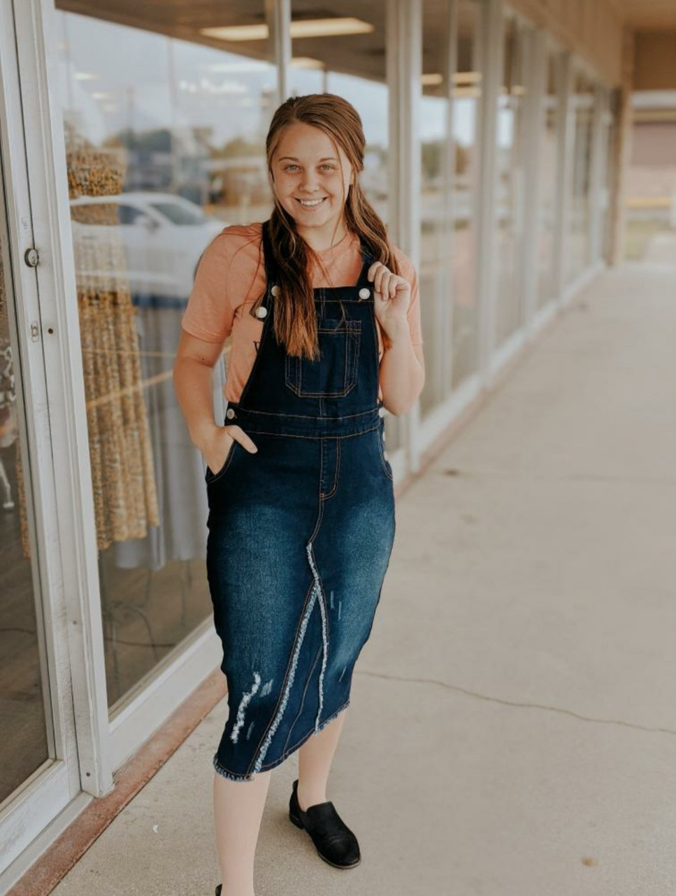 denim overall jumper dress