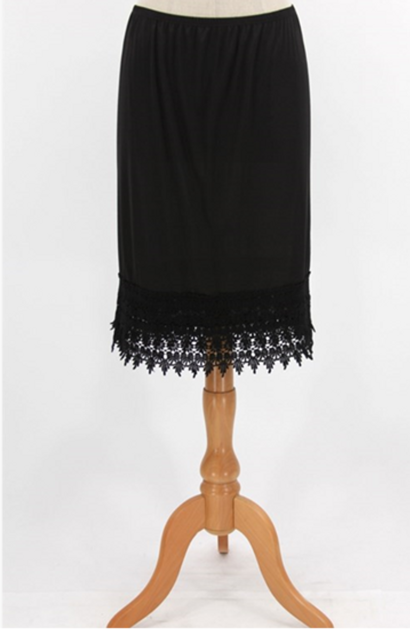 Skirt Slip Extender Lace Dot Mesh Black