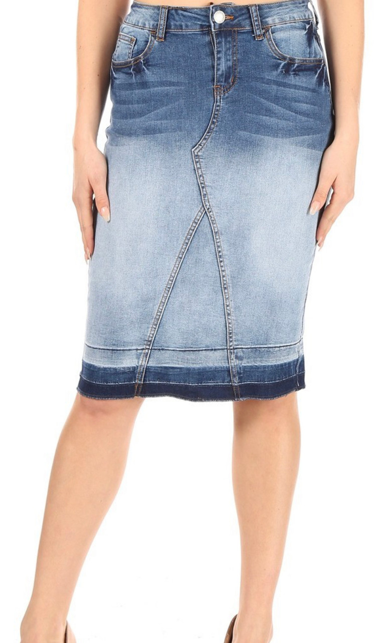 Monica Blue Blush Denim Skirt - The Klassy Girl Boutique