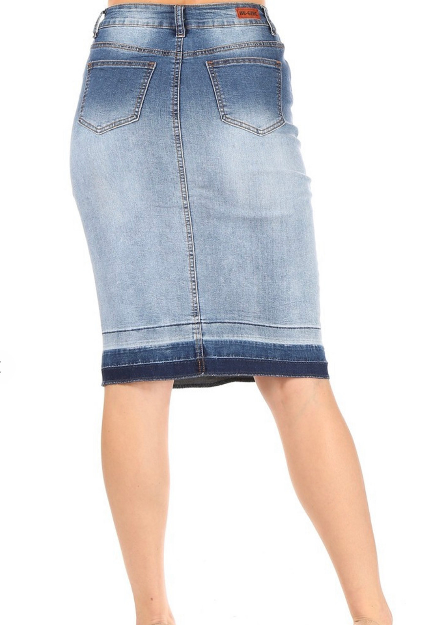 Monica Blue Blush Denim Skirt - The Klassy Girl Boutique