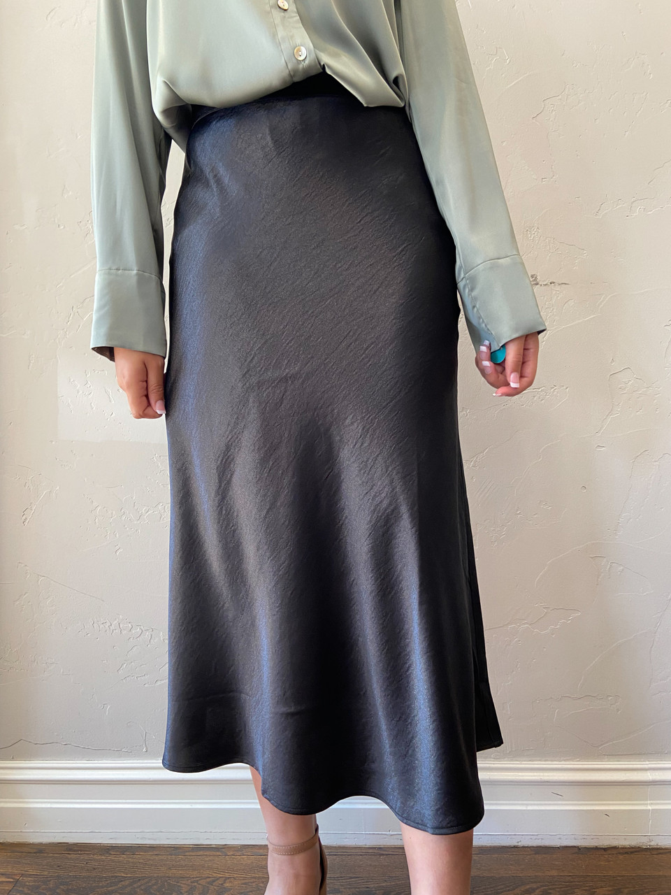 Satin Slip Skirt *Black* The Klassy Girl Boutique