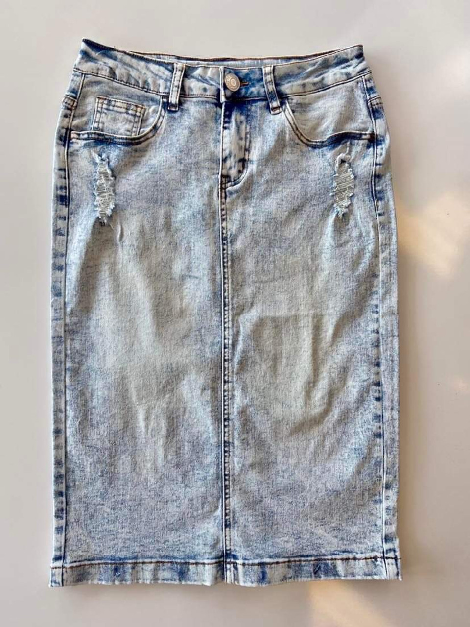 Leah Acid Wash Denim Skirt The Klassy Girl Boutique