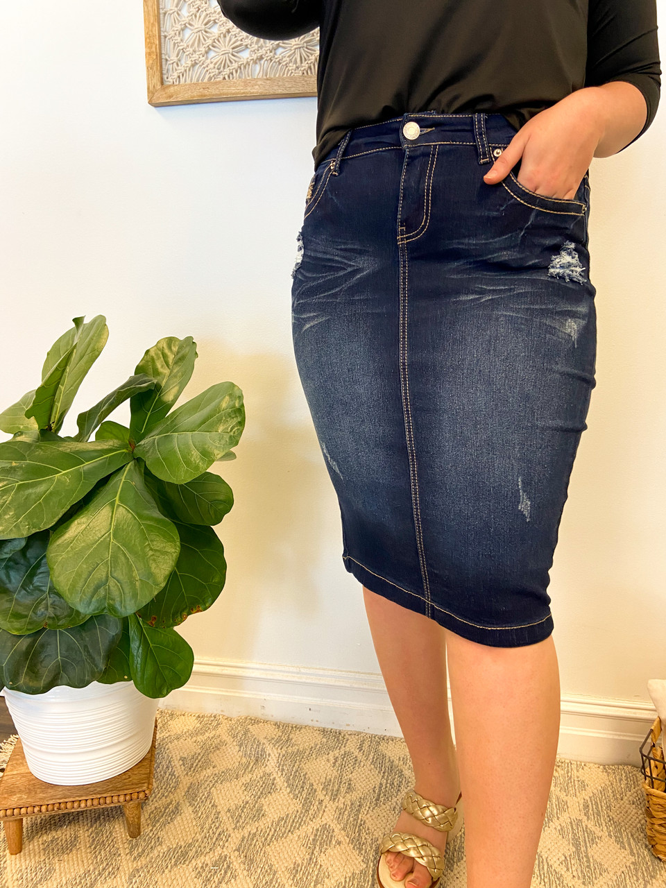 Kaci Denim Skirt *Dark Wash* The Klassy Girl Boutique