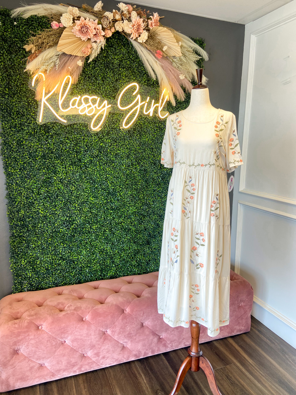 Hollie Embroidered Dress *Cream* The Klassy Girl Boutique