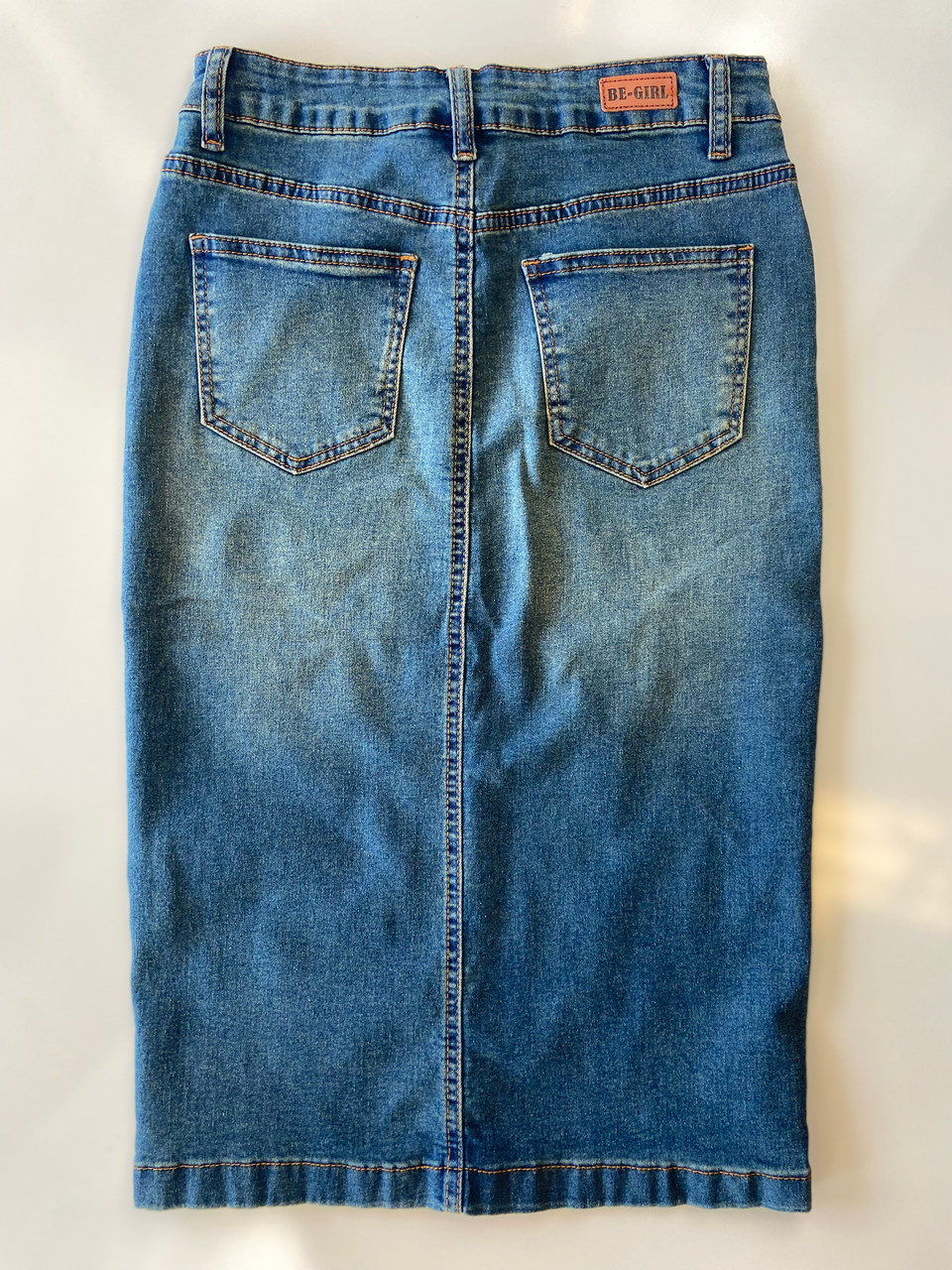 Bridget Whiskered Denim Skirt *Vintage Wash* - The Klassy Girl Boutique