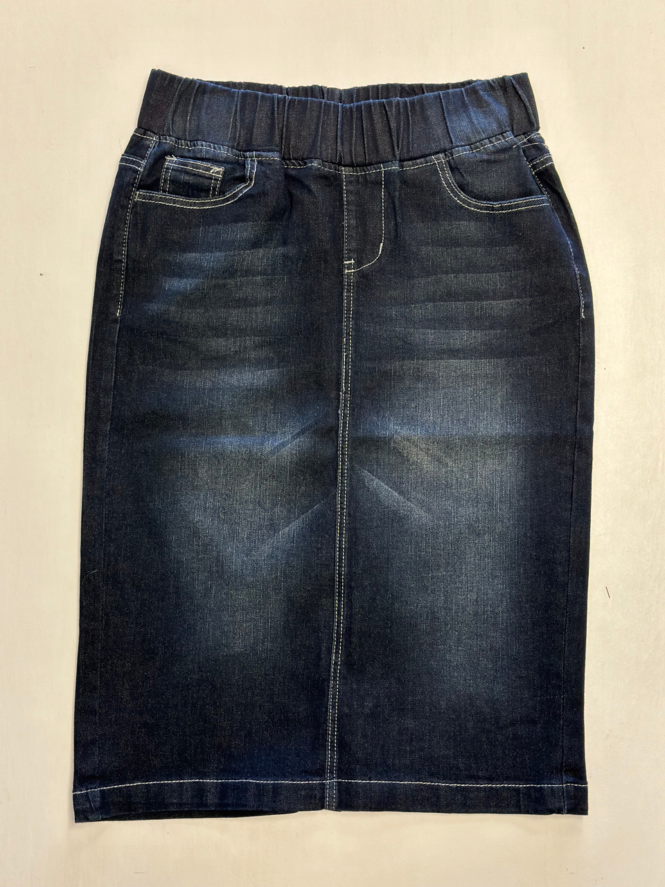 Women's Casual Brushed Elastic Waist Denim Skirt