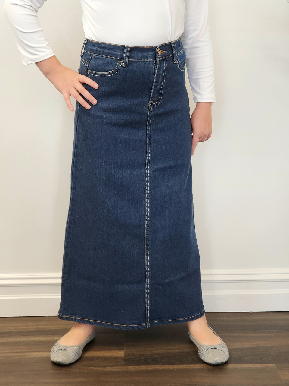 2022 Fashion Retro Embroidery Long Summer Denim Skirts Girls High Waist  Pockets Split Jeans Straight Maxi Denim Skirts Bottoms