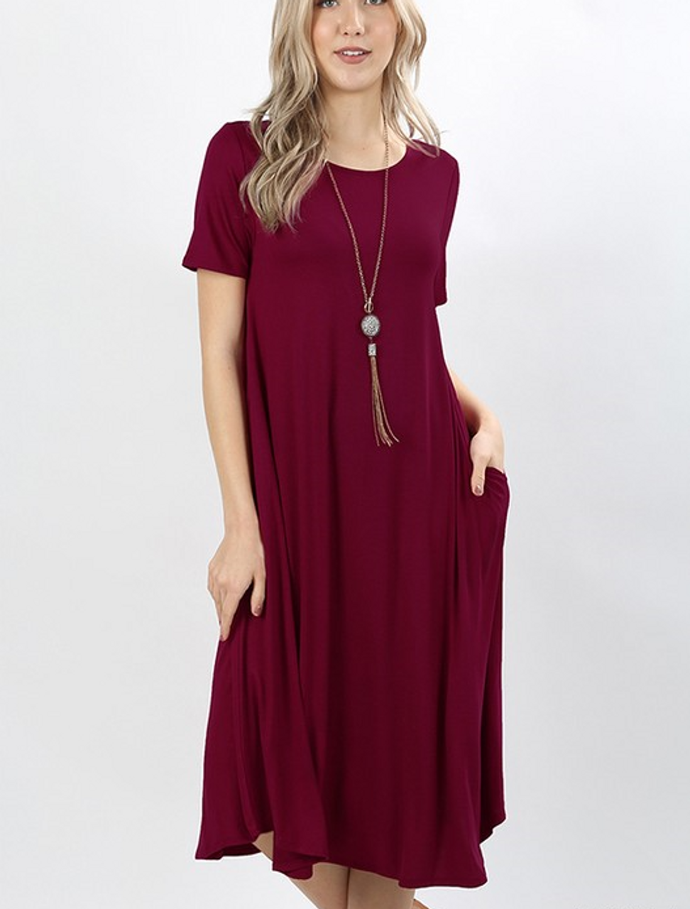 t shirt dress burgundy