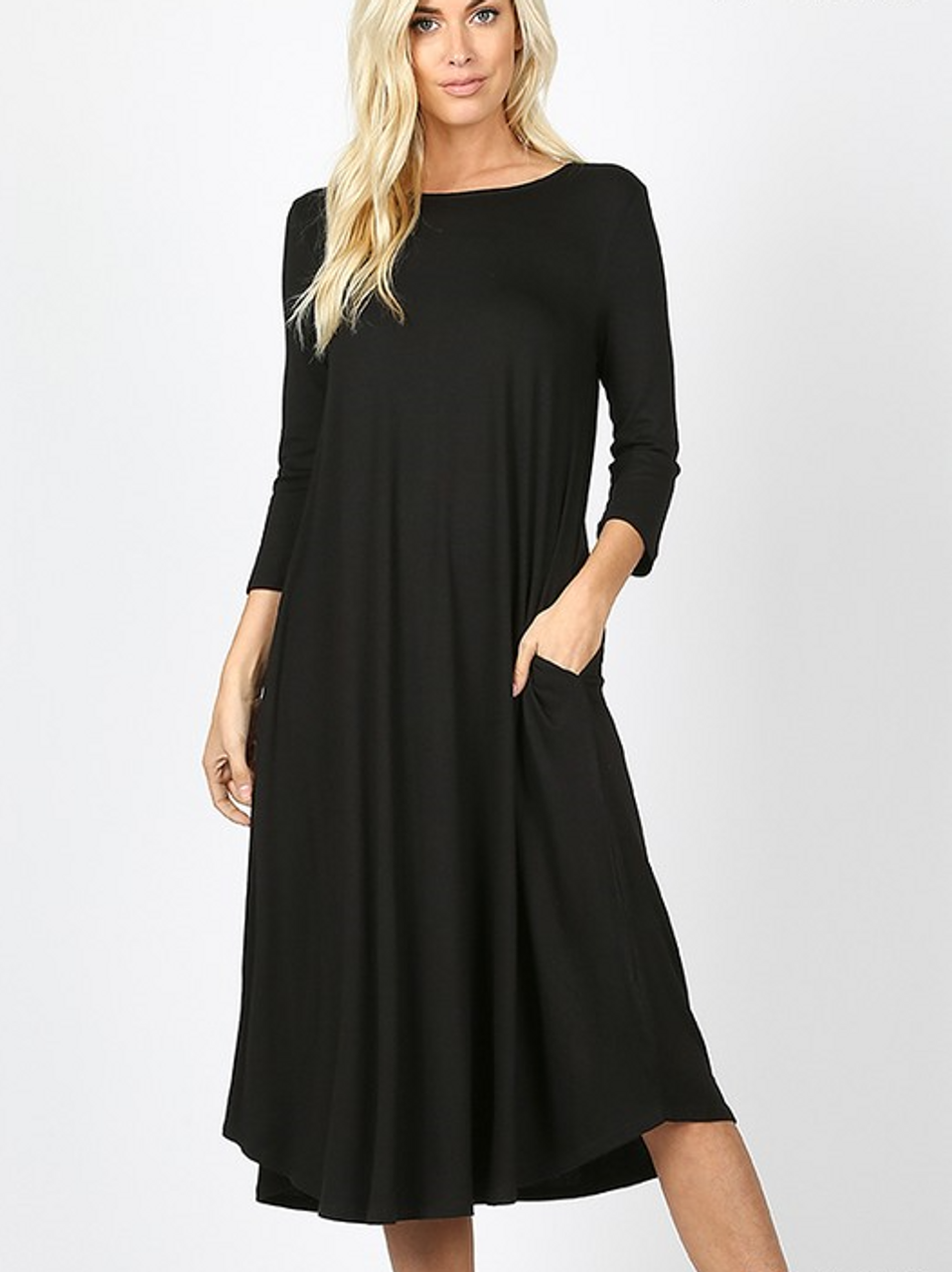 ladies black swing dress