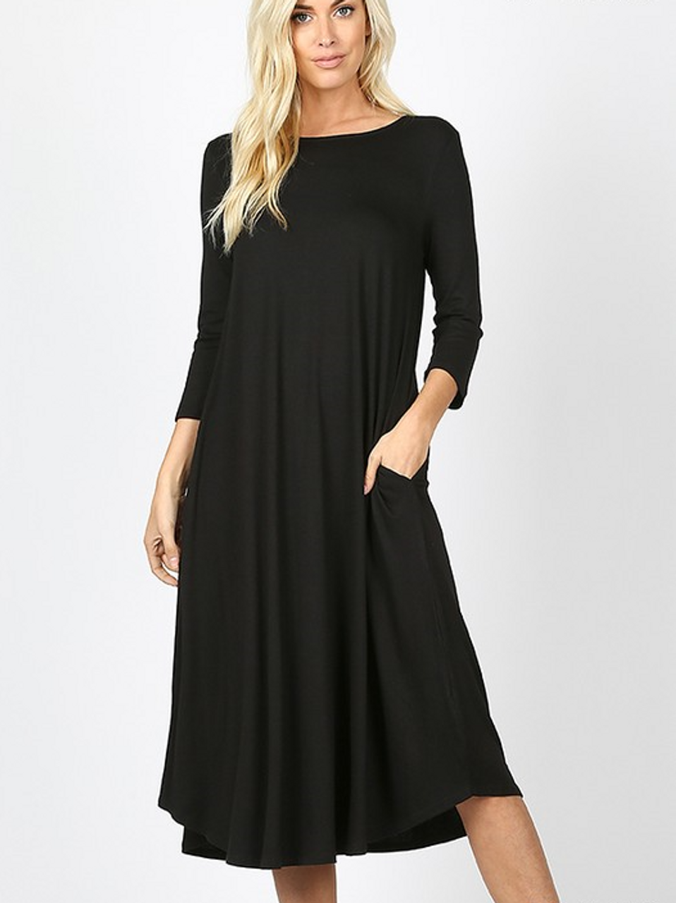 black t shirt swing dress