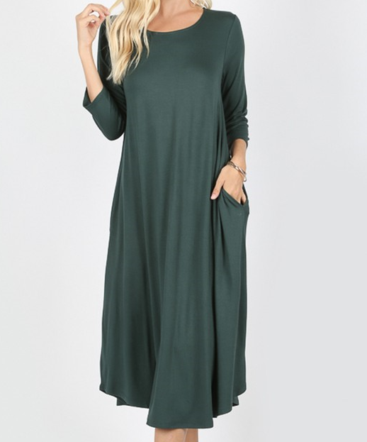 hunter green t shirt dress