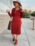 Cable Knit Sweater Dress in Cider 