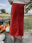 Colored Denim Maxi Length Skirt *Terracotta*