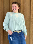 Rachel Flowy Embroidered Top *Mint*