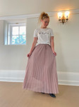 Pleated Polka Dot Maxi Skirt *Dusty Pink*