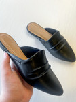 Lynne Black Leather Mules