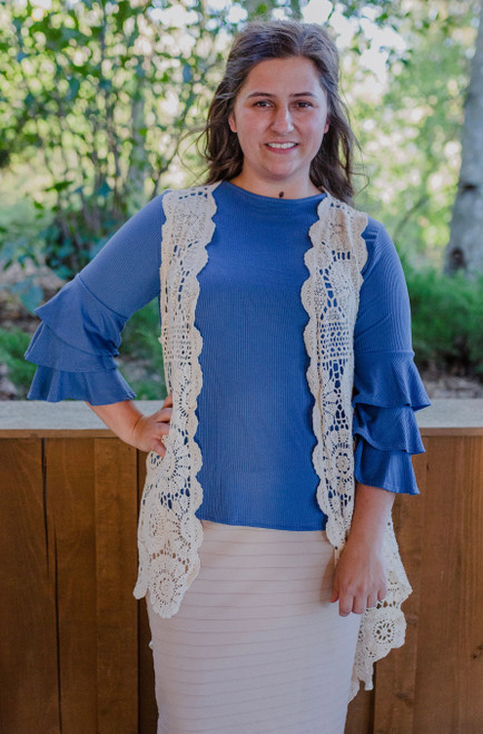 Claire Crochet High-Low Lace Vest *Cream*