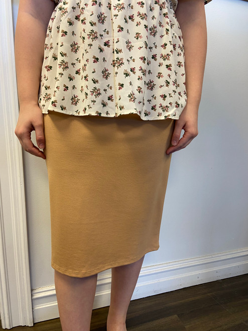 Klassy Girl Longer Length Pencil Skirt *Khaki*