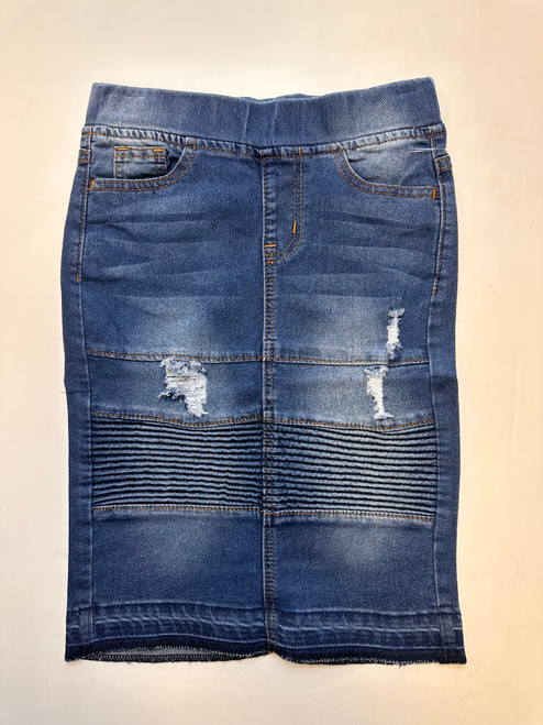 Moto Elastic Waist Denim Skirt  Indigo Wash *Kids*