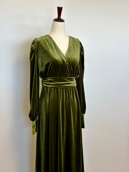 Vintage Velvet Dress *Moss* - The Klassy Girl Boutique