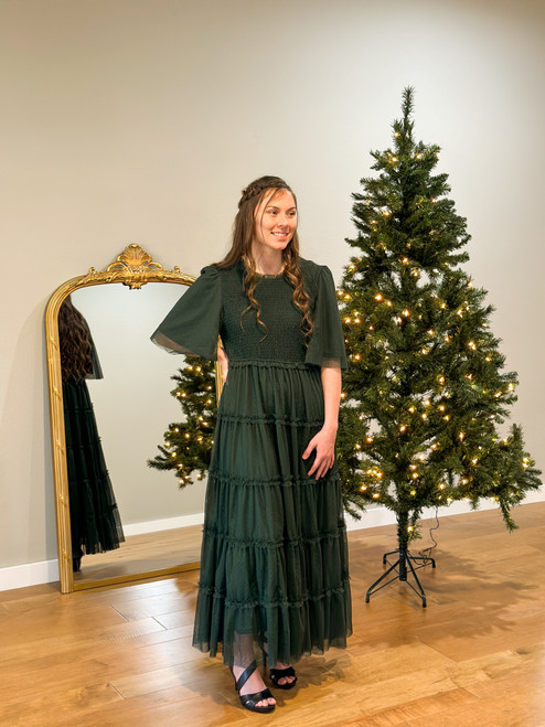 Banks Smocked Dress *Hunter Green* - The Klassy Girl Boutique