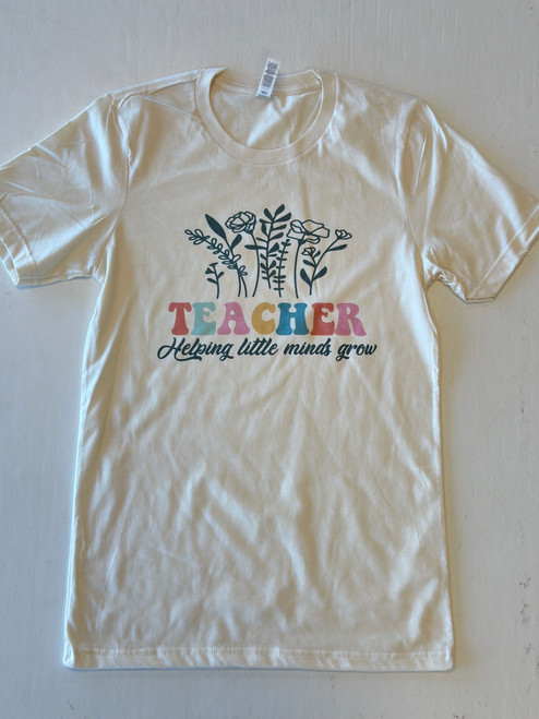 Teacher Helping Little Minds Tee Shirt -Oatmeal Fleck