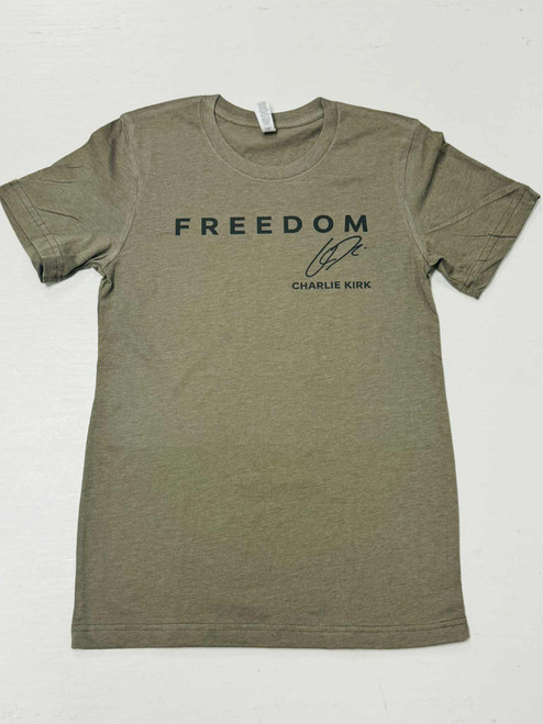 FREEDOM Charlie Kirk Tee Shirt - Olive Green