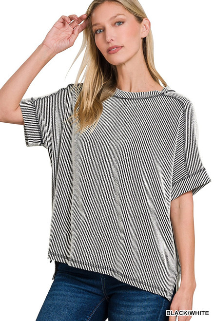 Ribbed Knit Top *Black/White*