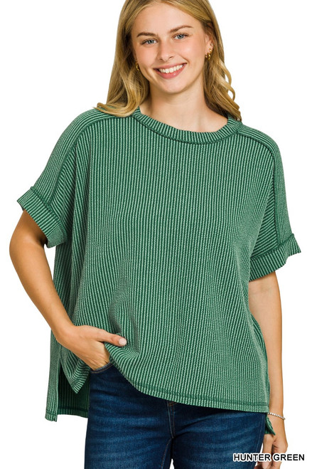Ribbed Knit Top *Hunter Green*