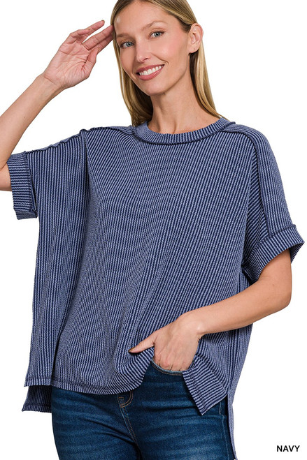 Ribbed Knit Top *Navy*