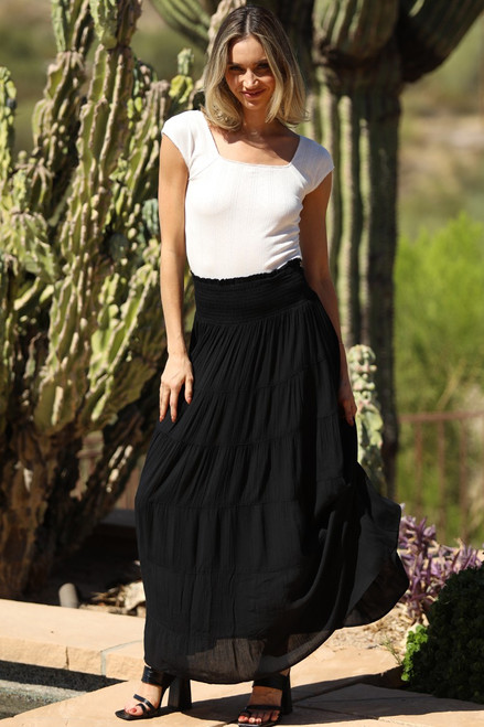 Tiered Boho Maxi Skirt *Black*
