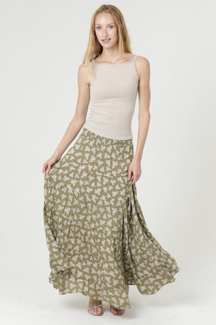 Tiered Boho Maxi Skirt *Sage Floral*